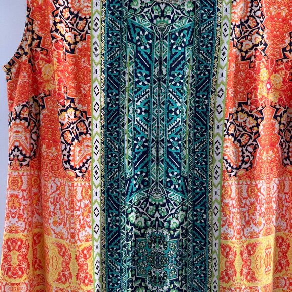 Sandra Darren Sleeveless Multicolor Paisley 6 Shift Dress Beaded Collar Egyptian - Picture 8 of 9